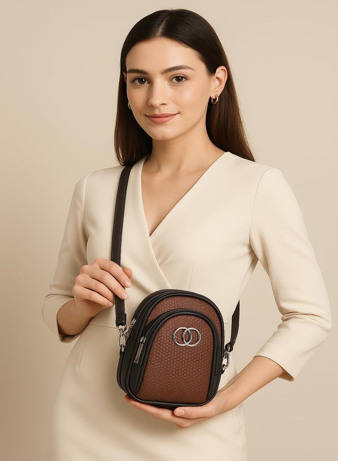CULT FACTORY Designer Brown Leather Sling Bag for Women Stylish Mini Sling Bag for Women - Image 3